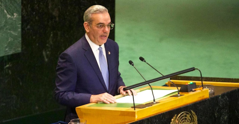 Presidente Luis Abinader hablando en la ONU